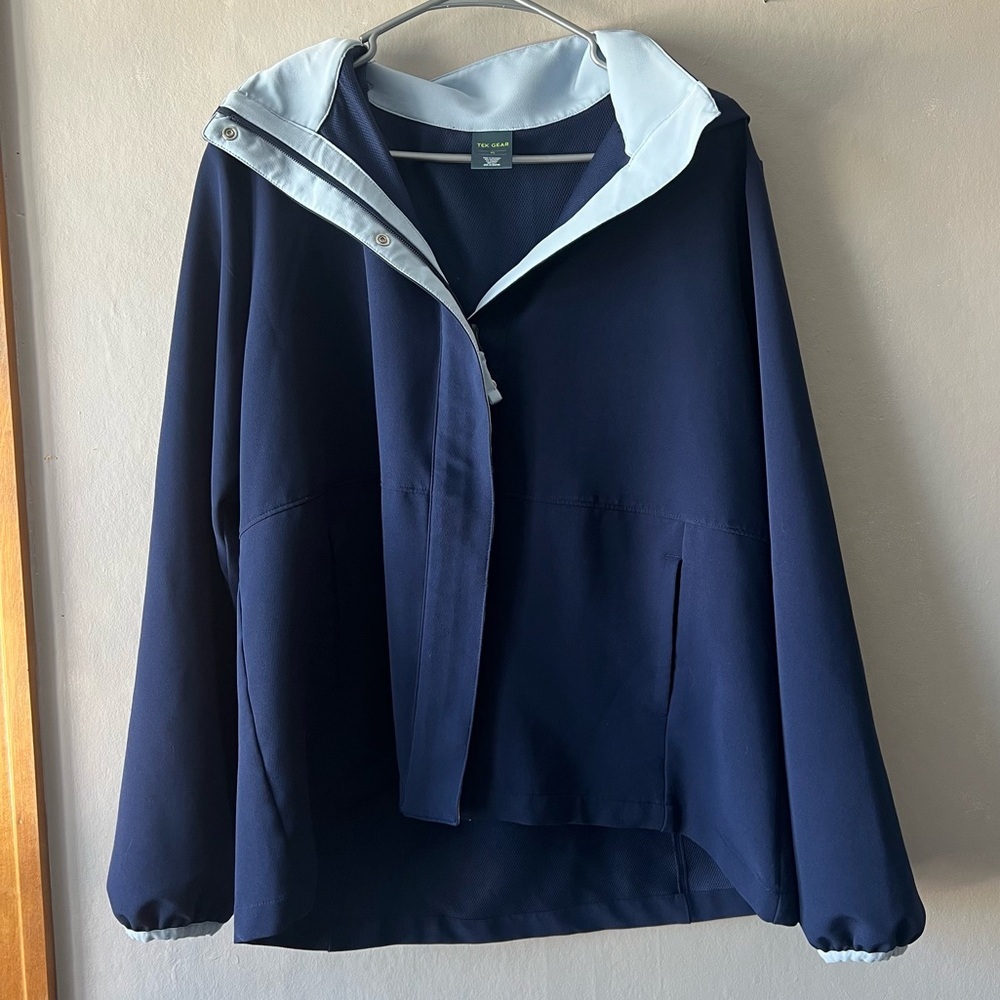 Tek Gear Hooded Full Zip Lightweight Blue Jacket Size XL